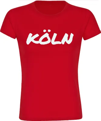 Produktbild von multifanshop Damen T-Shirt - Köln - Textmarker, rot, Größe XXL