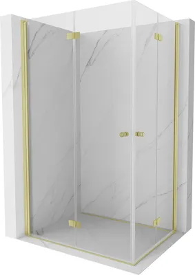 Image de Mexen Mist-F Duo cabine de douche pliante 80 x 120 cm, transparent, or brossé - 8A6-080L-120P-55-00