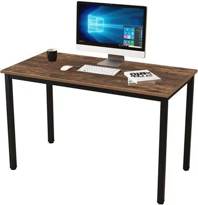 Productafbeelding van Stabiele Bureau met Houten Tafelblad en Stalen Frame - Ideaal voor Thuis en Kantoor - 120 x 60 x 75 cm