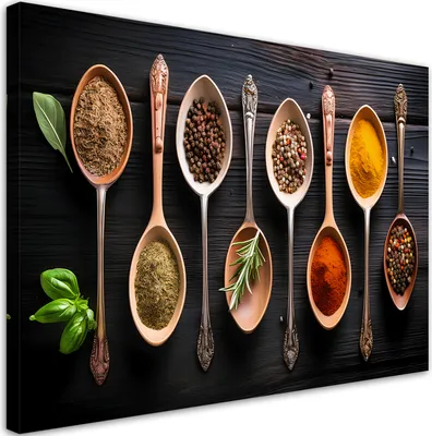 Produktbild von Leinwandbild Küchengewürze Restaurant 90x60 Feeby Bunt bild für die wand bereit zum aufhängen