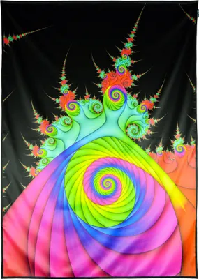 Produktbild von PSYWORK Schwarzlicht Stoffposter Neon "Psychedelic Weed Bud", 1,0x1,4m