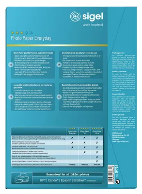 Produktbild von SIGEL IP714 Inkjet Fotopapier Everyday, hochglänzend, 170 g/m², A4, 50 Blatt