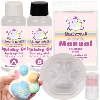 Productafbeelding van Squishy knutselset: vloeibaar siliconen met pootvorm en glitterpoeder
