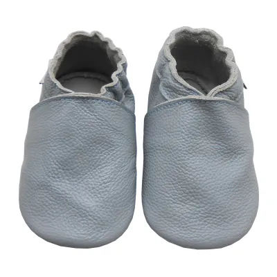 Produktbild von BEMESU® Baby Krabbelschuhe aus Echtleder, weiche Lauflernschuhe für Mädchen & Jungen, rutschfeste Ledersohle, Blau , Größe M (6–12 Monate)