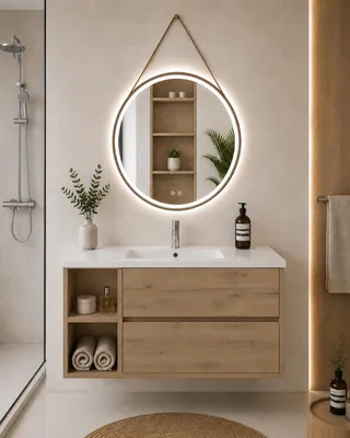 ORIGEN BATH ZEUS Badmöbel mit Waschbecken 90x40 cm, links, Estepa
