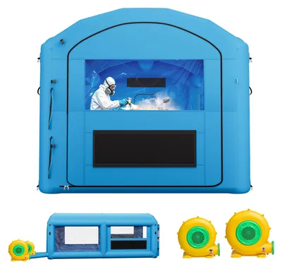 Obrázok produktu pre VEVOR Nafukovacia lakovňa, 6x3x2,5 m, striekacia kabína, lakovňa, modrá, s ventilátormi 550 W a 750 W, s filtrom aktívneho uhlia, s PVC oknami, vhodná pre ATV, motocykle, stredne veľké kusy nábytku, prenosná