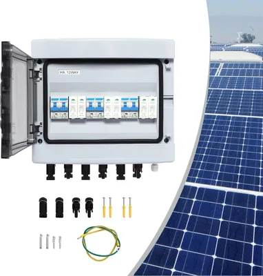 Produktbild von Solaranlage Verteilerbox - PV Combiner Box - Mit Leitungsschutzschaltern - Wasserdicht außen - Für Solarpaneele & Wohnmobil - Off-Grid & Netzeinspeisung - Weiß