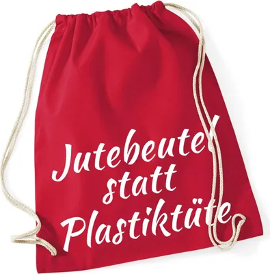 Produktbild von Huuraa Turnbeutel statt Plastiktüte 12 Liter Classic Red Baumwolle Rucksack Geschenkidee