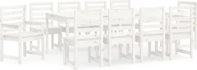 Produktbild von vidaXL 11-tlg. Garten-Essgruppe Weiß Massivholz Kiefer