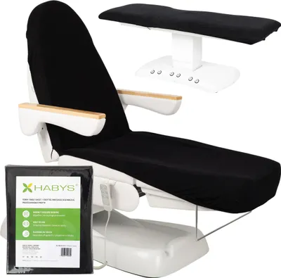 Produktbild von Habys Frottee Bezug für Kosmetikliege Massagetisch Massageliege | mit Gummizug & Schnüren | Spannlaken Wellness SPA | Schwarz