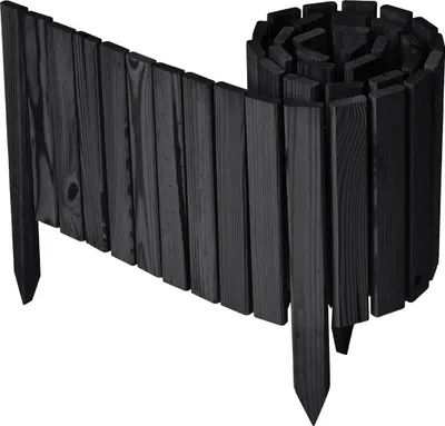 Produktbild von Garronda Beeteinfassung Holz Rollzaun Gartenzaun imprägniert Flexibler Rollborder Rasenkante  Länge: 200 cm (Graphite, Höhe: 30 cm)