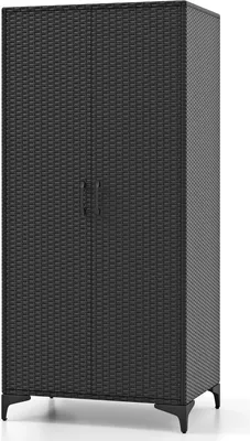 Produktbild von GOPLUS Garderobenschrank PE-Rattan Kleiderschrank Aufbewahrungsschrank für Zuhause, Büro, Terrasse, Garage
