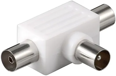 Produktbild von Goobay Koax-T-Adapter: doppelte Koax-Buchse > Koax-Stecker - Adapter-Stecker aus Kunststoff