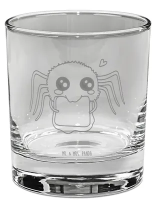 Produktbild von Mr. & Mrs. Panda Trinkglas Spinne Agathe Sandwich - Transparent - Geschenk, Tumbler, Glas für Gin, Alles Wird gut, Hunger, Glück, Cocktailglas, Ginglas, Lebensfreude, Mut
