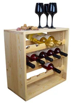 Produktbild von Kistenkolli Altes Land Flaschenregal für 15 Flaschen in Natur Weinschrank Weinständer Weinregal bodenstehend stabil auch für Gastronomie (Natur)