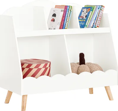 Produktbild von SoBuy KMB100-W Detský regál s 5 priehradkami Regál na knihy Úložný regál pre deti Montessori regál biely WD cca 82x76x35cm