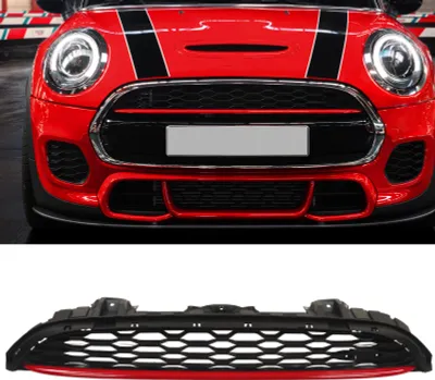 Obrázek produktu pro Přední nárazník JCW, kapota, mřížka chladiče, červené pruhy, 51137393456, pro Cooper F55 F56 F57 S 2014–2021