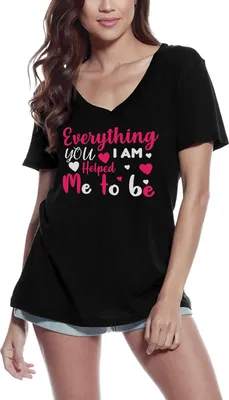 Produktbild von Damen Grafik T-Shirt V-Ausschnitt Alles was ich bin hast du mir geholfen zu sein - Herz – Everything I Am You Helped Me To Be - Heart