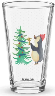 Produktbild von Mr. & Mrs. Panda Cocktailglas Pinguin Weihnachtsbaum - Transparent - Geschenk, Weihnachten, Bierglas, Glas, Tumbler, Wasserglas, Longdrinkglas, Winter