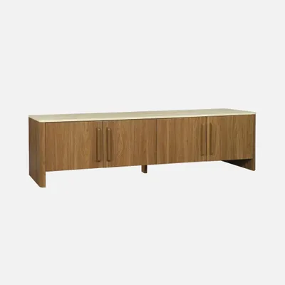 Immagine prodotto di Mobile TV effetto legno e travertino, 4 ante, 180 cm, Noce