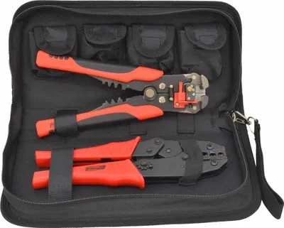 Produktbild von AWTOOLS Steckverbinderzange + 5 Schneideisen + Abisolierzange