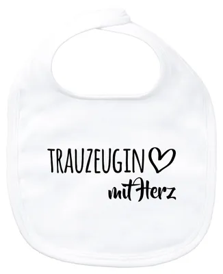 Produktbild von Huuraa Baby Lätzchen Trauzeugin mit Herz White Klettverschluss  Baumwolle Latz Geschenkidee