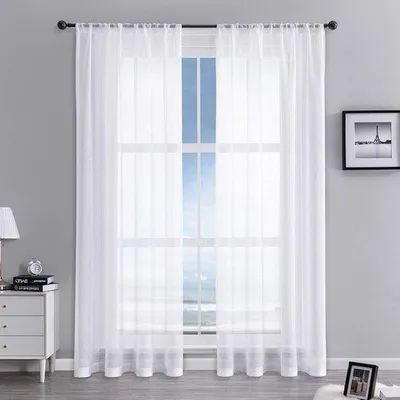 Immagine prodotto di Set di 2 tende voile - Bianco 225 x 140 cm (A x L) per soggiorno, camera da letto, camera dei bambini