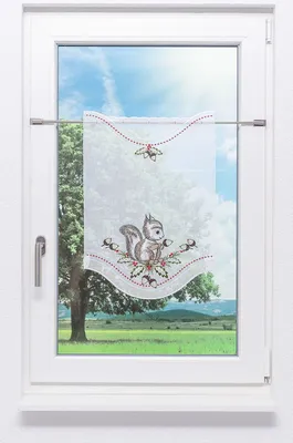 Produktbild von Scheibenhänger Plauener Spitze - Eichhörnchen  (Bx H) 40cm * 60cm Braun/graubraun