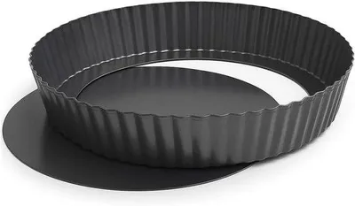 Obrázek produktu pro Forma na quiche s odnímatelným dnem – forma na koláče, kulatá forma s odnímatelným dnem – pro pečení koláčů – s nepřilnavým povrchem – 28 cm – černá