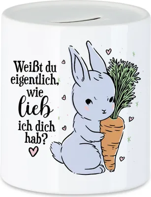 Produktbild von Weißt Du Wie Lieb Ich Dich Habe Spardose  Hase Mit Karotte Süßes Geschenk Kaninchen Möhre