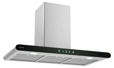 Produktbild von Klarstein CurveVent Dunstabzugshaube - 90 cm Wandhaube, 700 m³/h Luftstrom, A+ , Touch-Bedienung, LED-Beleuchtung, 56 dB, Schwarz, Abluft & Kohlefilter