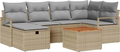 Produktbild von vidaXL Gartensofa-set 7 stk. Beige Poly-Rattan