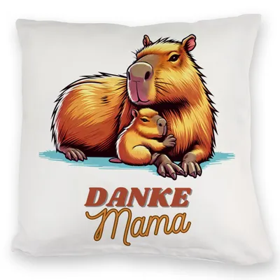 Produktbild von Capybara Mama und Kind Kuschelkissen mit Spruch Danke Mama