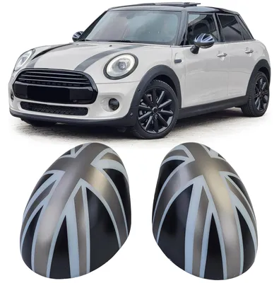 Für Mini F54 F55 F56 F57 13-18 Spiegel Gehäuse Kappen Union Jack Schwarz Grau in der Farbe Schwarz von Carparts-Online GmbH