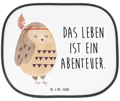 Produktbild von Mr. & Mrs. Panda Auto Sonnenblende Eule Federschmuck - Weiß - Geschenk, Sonnenschutz Seitenscheibe, für Autoscheiben, Owl, Fürs, Abenteuer, Waldtiere, Entspannt