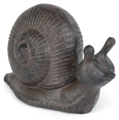 Zdjęcie produktu dla Figurka ogrodowa Moritz Schnecke, żeliwo, brązowa, styl antyczny, wymiary: 11,5 x 7 x 5,5 cm. Dekoracyjna figurka zwierzęca z spiralnym domkiem, idealna do ogrodu, tarasu, balkonu i parapetu