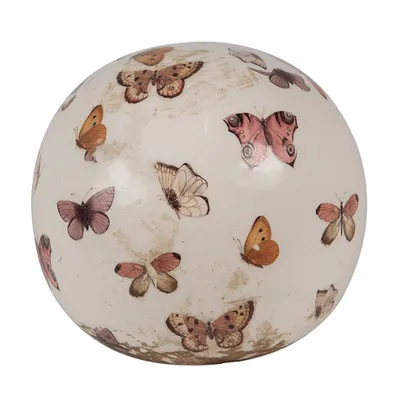 Immagine prodotto di Palla decorativa Clayre & Eef Ø 10x10 cm Farfalle in Vetroceramica rosa beige