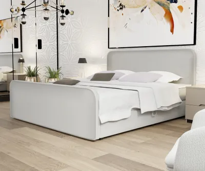 Produktbild von Boxspringbett Schlafzimmerbett MABEL 180x200cm Stoff Brooklyn Pearl