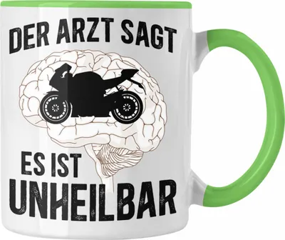 Produktbild von Trendation - Motorradfahrer Geschenk Männer Motorrad Tasse mit Spruch Kaffeetasse für Biker Herren (Grün)