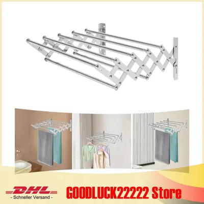 Produktbild von Handtuchhalter - Teleskop-Handtuchablage - Edelstahl - Klappbar - Ausziehbar 42–80 cm - Für Bad - Silber