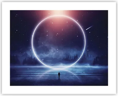 Produktbild von Poster - Poster ohne Rahmen - Fantasie Ring Kosmos - 50x40 cm - Wand Bild - Wanddeko - Wandbilder - Kunstposter - Wandposter - Bilder - Kunstdruck - Wanddekoration - Wandbild - P2XAA50x40-4664