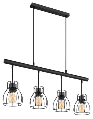 Produktbild von Hängeleuchte, 4-Flammig, Käfig-Design, schwarz, L 77 cm