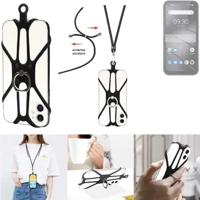 Produktbild von K-S-Trade 3in1 Handykette Handyband Handykordel Halsband Smartphone-Ring Handy-Ring kompatibel mit Gigaset GX6 Pro Fingerhalterung Handyring