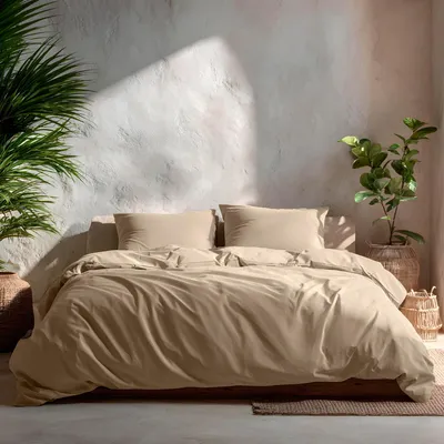 Productafbeelding van GAMUSI beddengoedset voor bedden van 80/90 cm, effen kleur, 100% katoen, dekbedovertrek