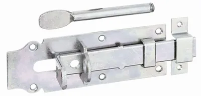 Zdjęcie produktu dla Alberts 117160 Rygiel zamka do drzwi stabilnych, prosty, z płaskim uchwytem i stałą pętlą, ocynkowany, pasywowany grubowarstwowo, płytka 180 x 64 mm