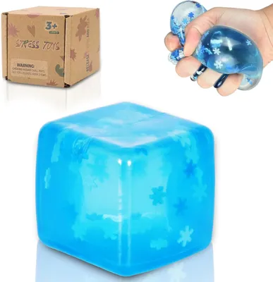 Productafbeelding van Squishy kubus - Medium 5 cm - Sneeuwvlok - Knijpspeelgoed tegen stress - Blauw