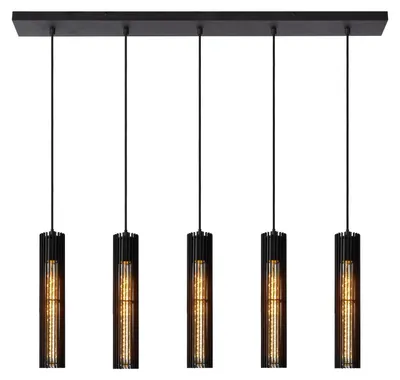 Produktbild von Lucide Hängelampe modern Schwarz Metall 100x11cm dimmbar höhenverstellbar für Esstisch
