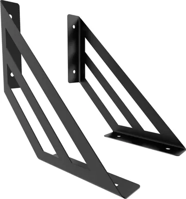 Produktbild von 2x sossai Design Regalträger Truss in Schwarzmatt 200x200mm Regalwinkel Bücherregal Konsole Regal Halter