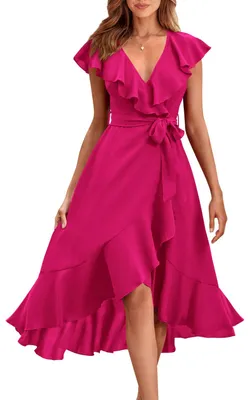 Productafbeelding van PRETTYGARDEN Dames zomerjurk 2023, maxi-model, casual, boho-stijl, diepe V-hals