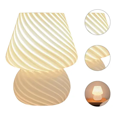 Produktbild von Nachttischlampen,Pilz Tischlampe LED Glas Schreibtischleuchte,Kleine Nachttischlampe mit gestreiftem Glas,Tischlampe für Schlafzimmer und Wohnzimmer